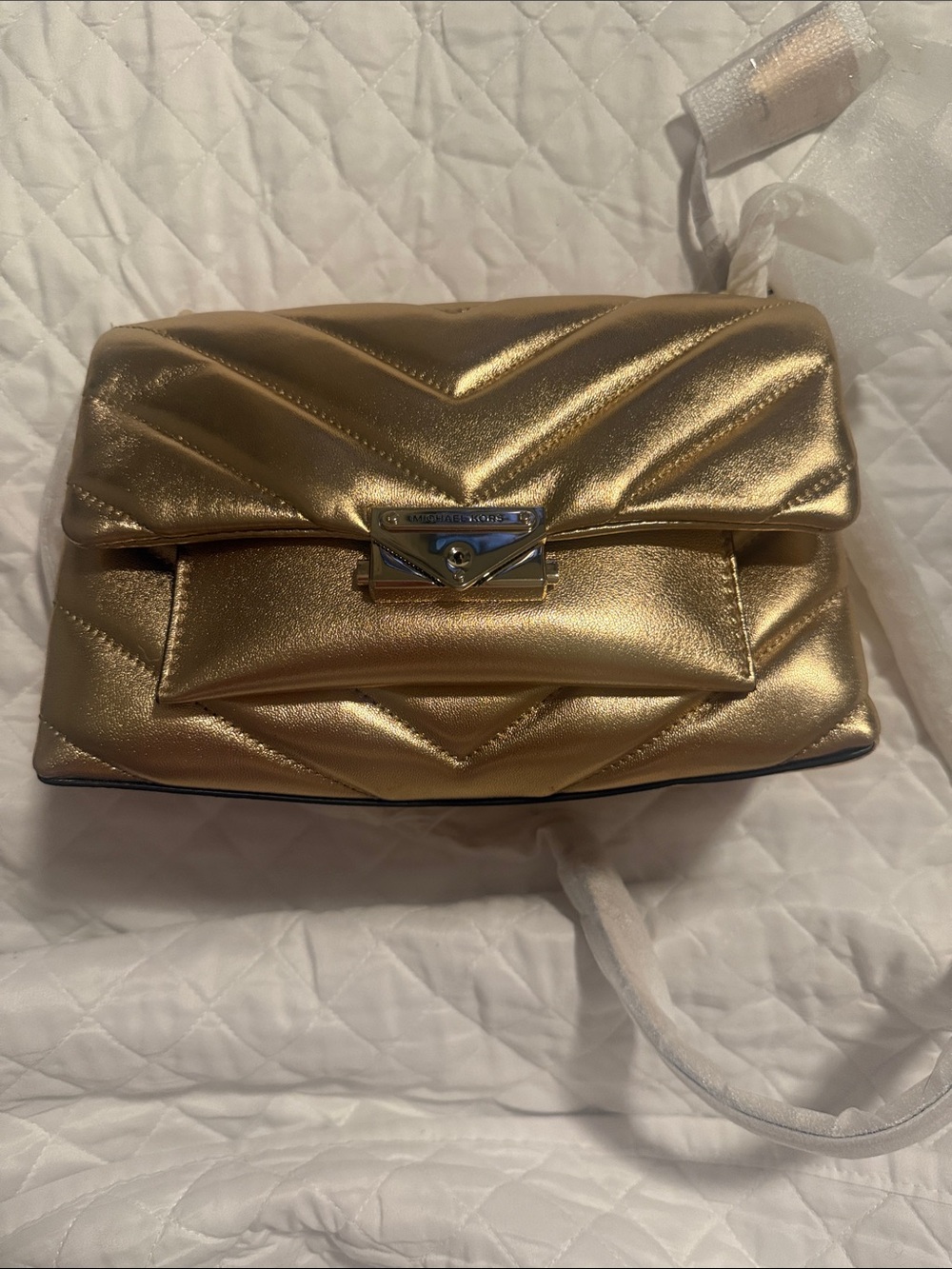 Michael Kors Metallic Gold Quilted Crossbody Bag